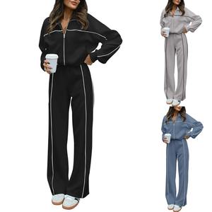 <b>Women's</b> Summer 2-Piece <b>Sweatsuit</b> 100% Cotton Jogging Suit with Sweatshirt and Pant Jogger Pants with Pockets - Product Image 2