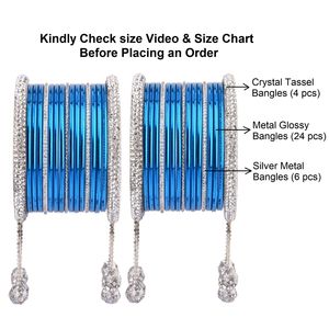 Brazaletes de Metal brillante para boda, conjunto de joyería india de cristal con diamantes de imitación, venta al por mayor - Product Image 3