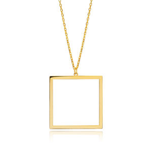 Creux Carré Conception Charme Collier Argent Plaine Pendentif En Gros Turc 925 Bijoux En Argent Sterling - Product Image 1