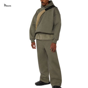 Ensemble de survêtement uni en molleton épais, sweat à capuche et pantalon de jogging, streetwear décontracté, vêtements de sport, broderie, prix bas, sweat à capuche zippé pour homme - Product Image 3