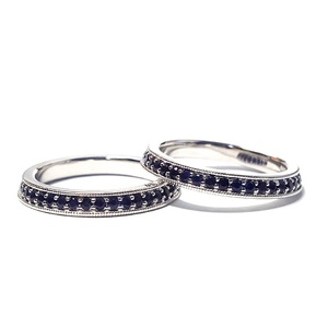 Bague de mariage OEM en or blanc massif 18 carats de haute qualité avec saphir et pavé, style classique pour femme - Product Image 2