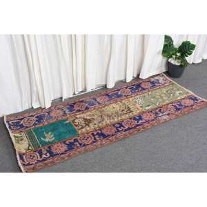 พรมขนแกะสีเขียวน้ำเงินสไตล์โบฮีเมียน1.9 x 4.9ft แบบตุรกีผืนใหญ่ทรงสี่เหลี่ยมผืนผ้าลวดลายนามธรรมสำหรับด้านหลังเป็นยางสำหรับห้องนอน - Product Image 3