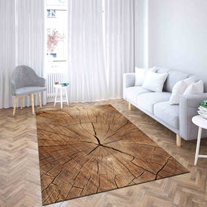 Tapis imprimé - Moderne, tendance, marron, effet bois craquelé, paillasson, intérieur, décoration intérieure, chambre d'enfant, tapis fin non tissé - Product Image 5
