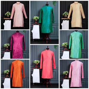 Premium Ethnic Cotton Kurta for Adults Indian & Pakistani Style for Weddings & Festivals Various Occasions <b>Silk</b> Jequard Design - Product Image 5