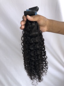 Top Premium 100% Raw Remy Virgin Cambodgien Indian Hair Extensions 24 ''Kinky Curly Tape Fournisseur Indien Exportation En Gros - Product Image 5