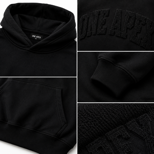 Sweat à capuche surdimensionné noir personnalisé pour homme, en coton épais, brodé, hiver, 2 pièces, streetwear, respirant, séchage rapide - Product Image 6