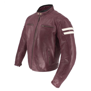 Top Notch for Cream Grey Racing Motorbike Jacket for Men Genuine Leather Windproof Protections Custom Designed Riding Motorcycle - Product Image 2