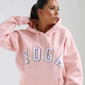 Nouveauté 2026 – Sweats à capuche oversize 100 % coton pour femme, style épaules tombantes avec badge imprimé logo personnalisé - Product Image 3