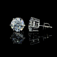 Boucles d'oreilles clous de luxe personnalisées certifiées IGI, serties 6 griffes, en or massif 18k/14k/10k, diamant de laboratoire 1-4 carats, pour fiançailles et mariage