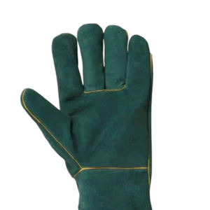 Gants de soudage doublés verts Gants de soudage de meilleure qualité Gants de travail pour hommes en cuir de vache fendu Prix de gros - Product Image 6