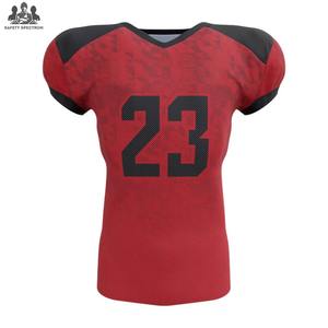Nouveaux ensembles d'uniformes de football américain personnalisés et bon marché, respirants, grandes tailles, avec manches courtes, maillot imprimé 100% polyester, séchage rapide - Product Image 2