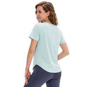 เสื้อยืดคอกลมรัดรูปสำหรับโยคะ สกรีนโลโก้ได้ เสื้อยืดผู้หญิงขายดีช่วงซัมเมอร์ แห้งเร็ว แขนสั้น - Product Image 2
