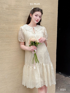 V1311 Cool Floral bordado niñas vestido de verano adecuado para el sudor absorbente y tela sin arrugas - Product Image 4