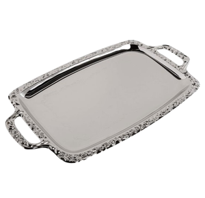 Décor de noël métal perle perlée bordure plateau en aluminium en gros Simple métal argent décoratif plateaux de service pour la maison - Product Image 6
