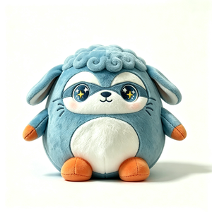 Peluche mouton bleu personnalisée, peluche mouton masqué de super-héros, jouet en peluche rond et moelleux, coussin en peluche mouton mignon - Product Image 4