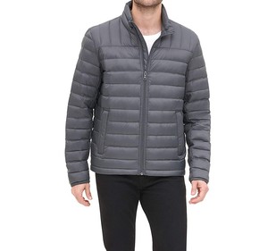 Chaqueta Acolchada para Hombre con Decoración Bordada, Material de Lona Transpirable, Cuello Alto, Cierre de Cremallera, Temporada de Invierno - Product Image 1