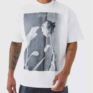 T-shirt en polyester de coton gaufré lourd de haute qualité t-shirt personnalisé surdimensionné blanc t-shirt pour hommes t-shirt graphique épais - Product Image 3