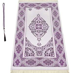 เสื่อสวดมนต์ผ้าทอแบบพกพาเสื่อสวดมนต์ผ้าแจ็คการ์ดทอเสื่อสำหรับสวดมนต์ของขวัญฮัจญ์ขนาดใหญ่สำหรับการเดินทาง - Product Image 4
