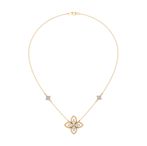 Collier de luxe en diamant floral fin 14k élégant pendentif en or massif 18 carats pierres taillées personnalisable pour les femmes pour cadeau bas quantité minimale de commande - Product Image 5