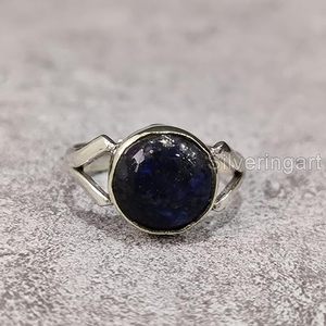 แหวนผู้หญิงพลอยลาพิส ลาซูลีแท้ หินประจำเดือนมกราคม ดีไซน์โบฮีเมียน งานแฮนด์เมด เครื่องประดับเงินแท้ 925 - Product Image 2