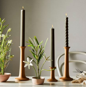 Juego de 3 candelabros cónicos elegantes de madera natural con grano único para decoración de eventos de hogar y bodas - Product Image 2