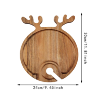 Weihnachten Wein Vorspeise Teller Akazien holz Serviert ablett Platten Hirsch Cocktail Teller mit Weinhalter für Küche Geschenk aus Vietnam