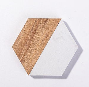 Sous-verre en bois d'acacia et marbre rond carré hexagone personnalisé sous-verre gravé en gros pour boisson - Product Image 3
