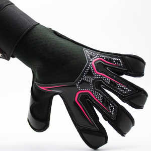 Gants de football américain pour jeunes et adultes sur mesure nouveau matériau en cuir PU de coupe de base pour les joueurs de football de gardien de but couleur noire - Product Image 2