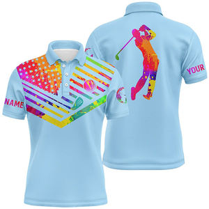 T-shirt polo à séchage rapide par sublimation Logo imprimé par sublimation complète Polo de golf de sport sec et respirant - Product Image 5