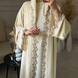 Nueva Abaya Abierta de Encaje Árabe de Dubái, Bordado Brillante de Seda, Túnica Larga, Vestido de Moda para Viajes por el Medio Oriente, Túnica de los Emiratos Árabes Unidos y Turquía - Product Image 3