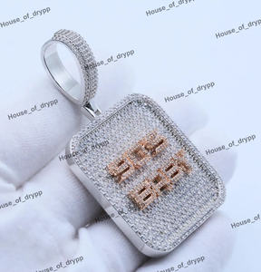 Colgante Personalizado Iced Out de Plata con Moissanita y Diamantes, Estilo Hip Hop Bling, Colgante Cuadrado, Joyería de Declaración, Regalo para Hombres y Mujeres - Product Image 3