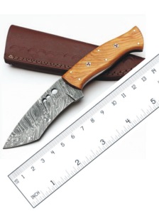 Couteau de chasse en acier damas de qualité supérieure à la main teint en os de chameau et manche en laiton de 0,17 pouce d'épaisseur pour le bricolage et OEM - Product Image 5