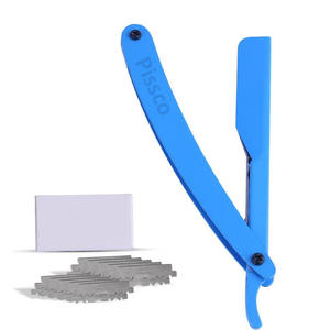 Navaja de afeitar plegable Barber Edge con mango de plástico y soporte para navaja desechable - Product Image 1