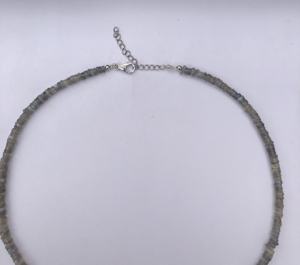 Collar de cuentas de neumático Heishi liso de labradorita gris Natural de 4mm y 6mm, collares de cuentas finas para mujeres y niñas, piedra de cristal de tendencia - Product Image 4