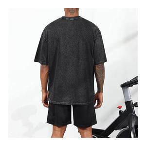 เสื้อยืดผู้ชายไซส์ใหญ่พิเศษเปิดไหล่ปล่อยชายเสื้อยืดทรงหลวมไซส์ใหญ่300กรัม - Product Image 5