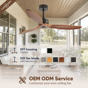 42 Inch 3 Blade Solid Wood Ceiling Fan Without <b>Light</b> <b>Remote</b> <b>Control</b> DC Motor for Bedroom Living Room Downrod Mount - Product Image 4