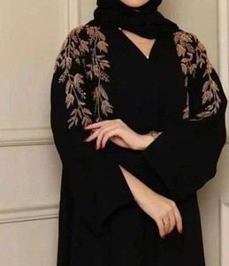 Abaya longue de luxe faite à la main, anti-rides, élégante, pour femme musulmane, style Dubaï, avec manches à volants, en soie, pour la prière, pour adultes, vente en gros - Product Image 1