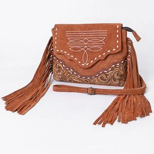 Genuine Leather Suede Fringe Bohemian Crossbody <b>Bag</b> Women Vintage Embossed Lightweight <b>Shoulder</b> Purse Adjustable <b>Strap</b> OEM - Product Image 5