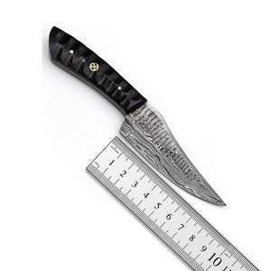 Nouveautés 2023 : Couteau de chasse Bowie Damas avec étui, lame à pointe crantée, multifonctionnel pour extérieur, barbecue, camping, OEM - Product Image 6