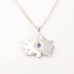 Collier en argent avec pierre précieuse iolite, argent sterling 925, pendentif oxydé, pierre de naissance de septembre, bijoux d'Halloween, bijoux pour femmes, IGI - Product Image 3