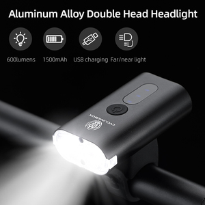 Luz Delantera para Bicicleta JOHORSE 600LM, Recargable por USB, Doble Cabezal T6 LED, Resistente al Agua IPX5, Aleación, para Ciclismo Nocturno - Product Image 1