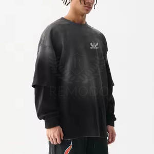 Camisetas de doble capa de alta calidad para hombre, ropa de verano, Color personalizado, 100% algodón, camiseta de doble capa para hombre - Product Image 2