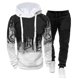 Survêtements pour hommes en molleton technique avec jogging noir, survêtement en molleton technique, survêtement en molleton d'hiver - Product Image 6