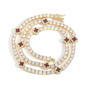 Cadena de tenis de 4 hojas de 3,5mm, diamantes cultivados en laboratorio, oro de 10K, plata, oro amarillo, ropa de calle de lujo para bodas, compromisos, Idea de regalo - Product Image 4