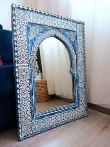 Espejo de Pared de Madera MDF Tallado a Mano Estilo Marroquí con Color Personalizado - Diseño Moderno - Marco de Madera Decorativo - Product Image 2