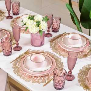 ชุดอาหารค่ำพอร์ซเลนสีชมพูอ่อนหรูหรา ทนทาน ใช้ซ้ำได้ 27 ชิ้น สำหรับ 6 ที่ |   ชุดเครื่องใช้บนโต๊ะอาหารที่ทันสมัยพร้อมชุดอุปกรณ์ - Product Image 5