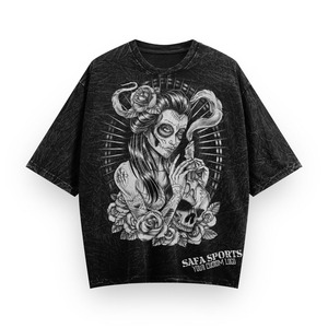 100% algodón de gran tamaño Vintage gráfico Tees - Hip Hop Streetwear algodón holgado ácido lavado camiseta Tops - Product Image 6