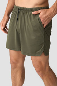 <b>Men's</b> <b>Green</b> Athletic <b>Shorts</b> Durable Mesh Fabric Zip Pockets Moisture Wicking Technology for Active Training Solid Pattern <b>Shorts</b> - Product Image 3