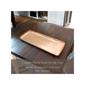Plateau de service en cuivre gaufré, forme rectangulaire |   Plat de service alimentaire sur mesure |   Vaisselle décorative en cuivre |   Meilleur prix - Product Image 2