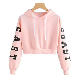 Haute qualité plaine femmes mode haut court sweats à capuche pull avec capuche grande taille imperméable et respirant pour femme sweat à capuche court - Product Image 2